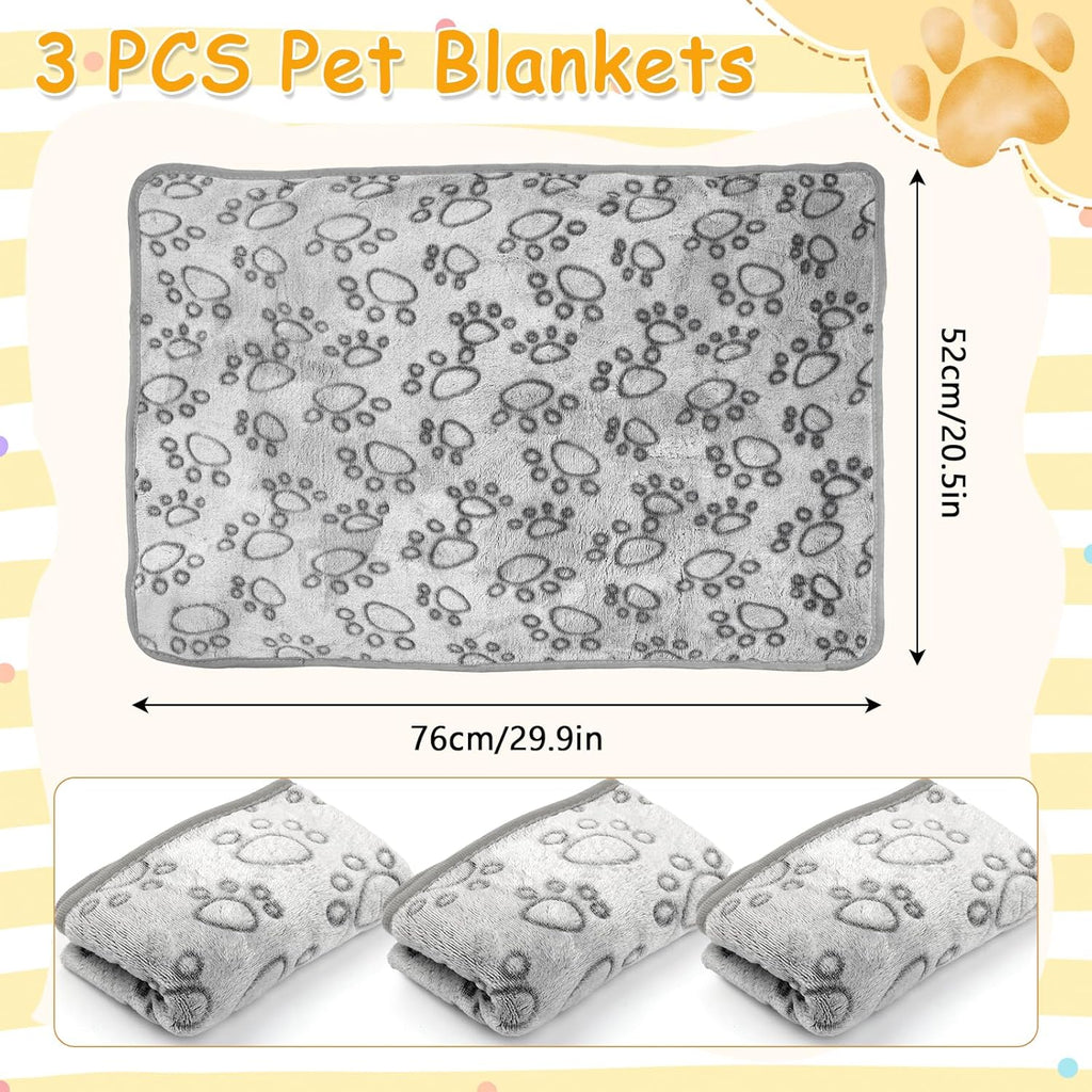 Neerow Hundedecke 76x52 cm 3er Set Fleece waschbar Grau für kleine und mittlere