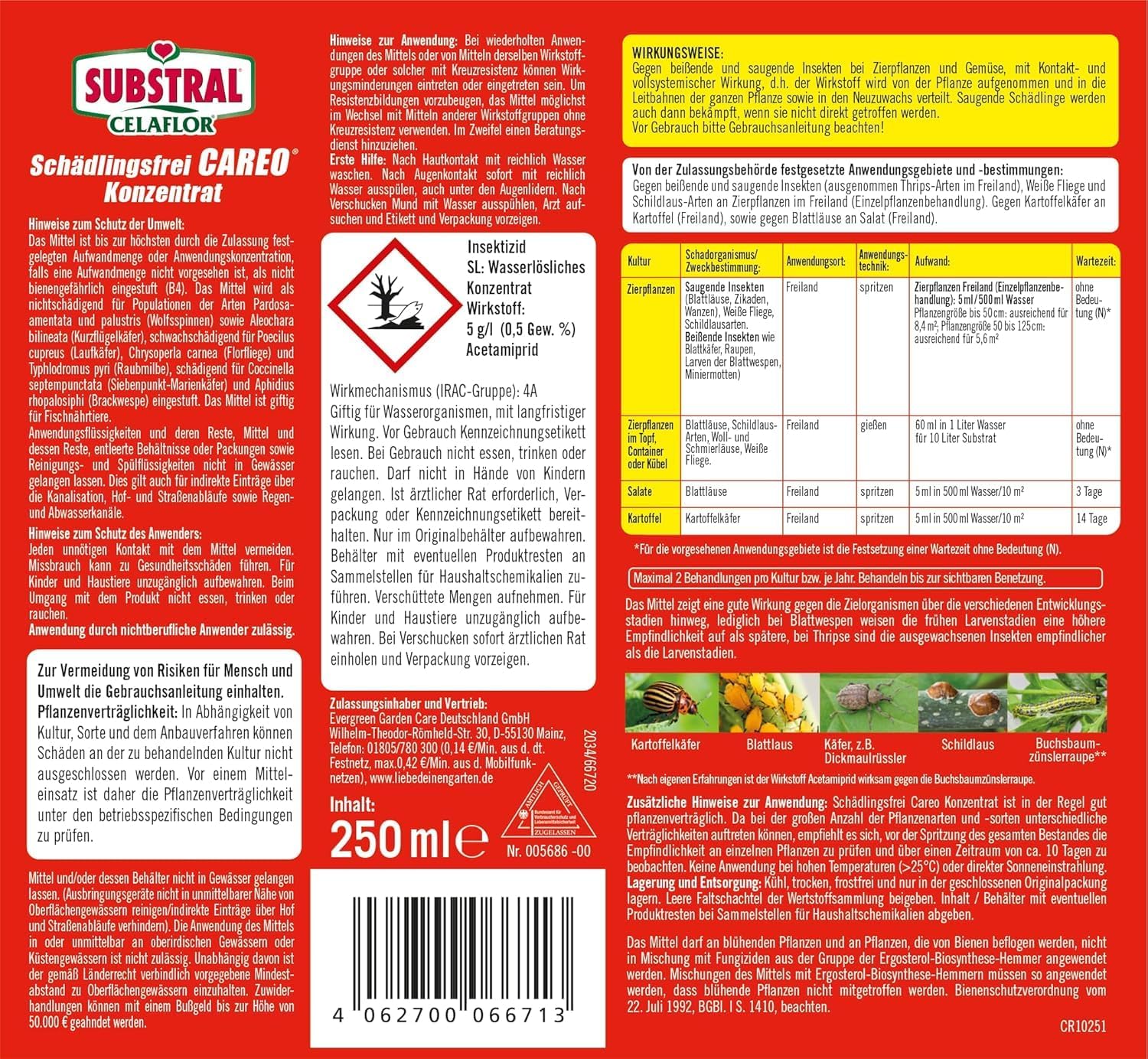 Substral Celaflor Schaedlingsfrei Careo Konzentrat 250 ml gegen Blattlaeuse