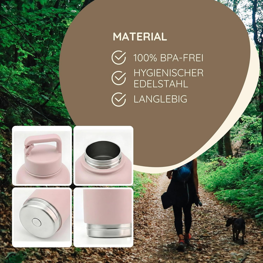 Reiseflasche 4-in-1 fuer Hunde Katzen Edelstahl isoliert auslaufsicher cr