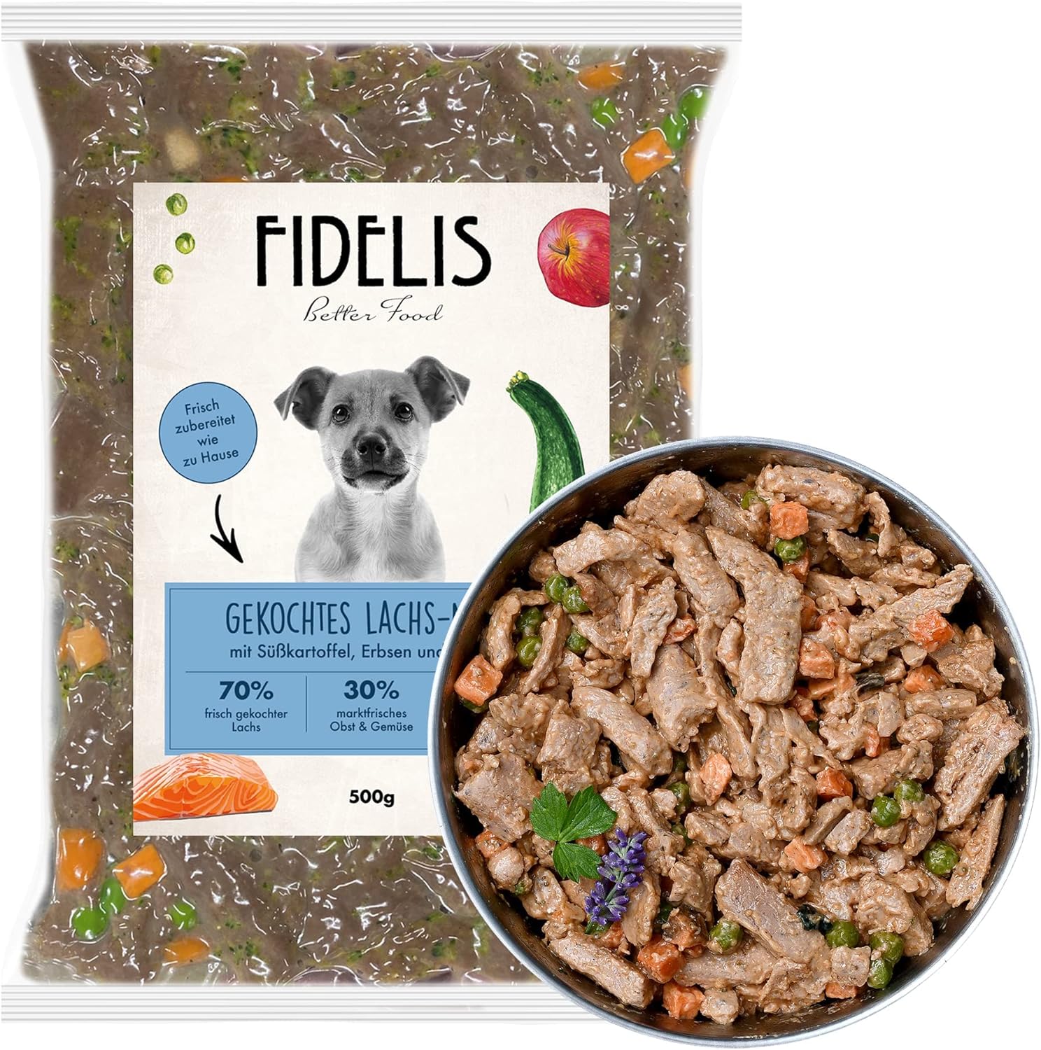 Fidelis Gekochtes Frische-Menue Rind 10x500g, 70% Fleisch, verschiedene Sorten