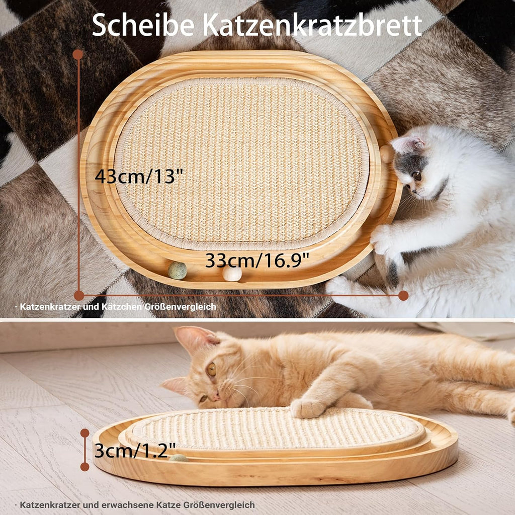 Katzen Kratzbrett Sisal 43x33cm Kratzmatte mit Spielzeug Catnip