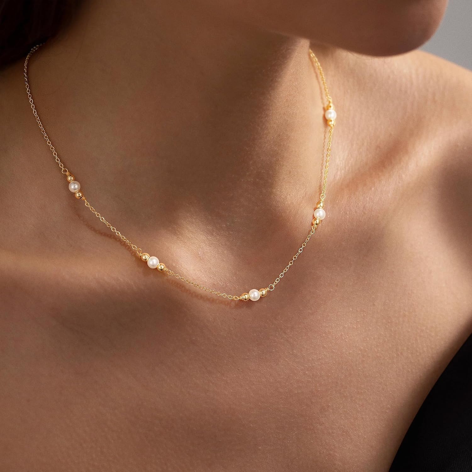 925 Silber Halskette Damen vergoldet 14K Kleeblatt Herz Perlen Zirkonia