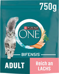Purina ONE Bifensis Adult Trockenfutter Lachs 6x750g fuer Katzen