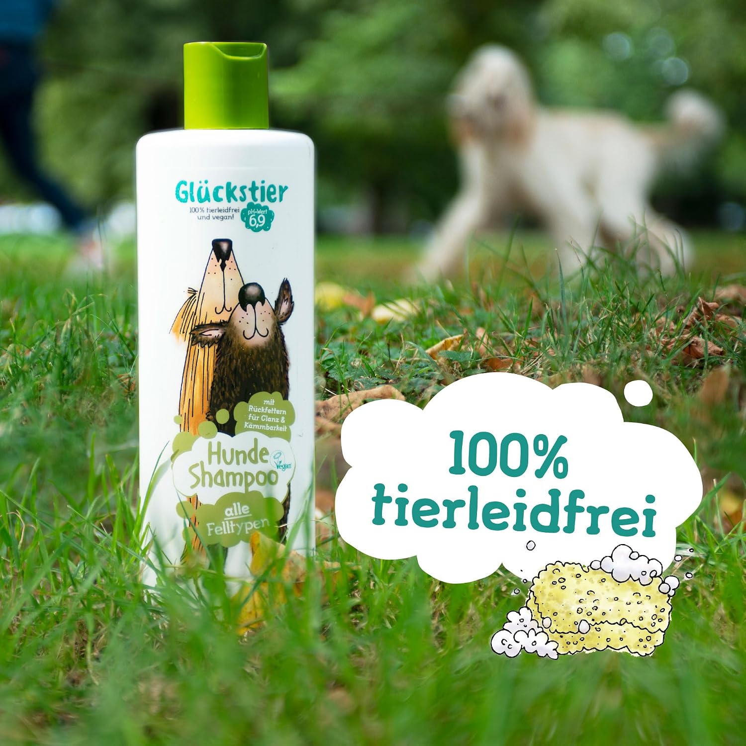 Glueckstier Hundeshampoo 250 ml - rueckfettend, pH‑angepasst, vegane Pflege