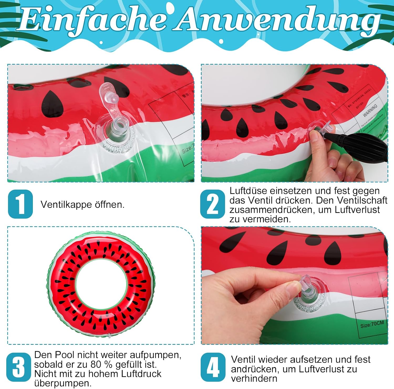 2er Set Kinder Schwimmring 70 cm Aufblasbar Schwimmreifen Pool Strand Wasserspie