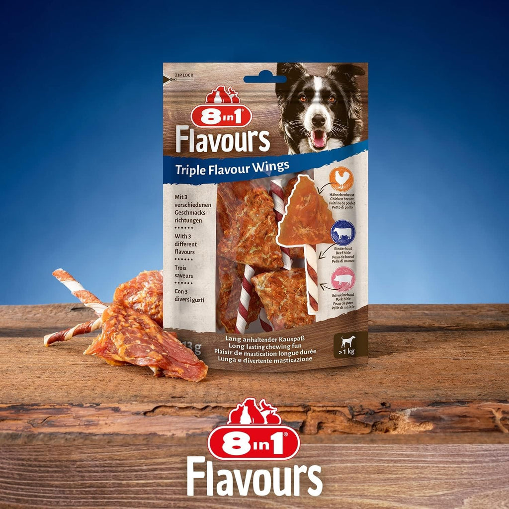 8in1 Triple Flavour Kaustangen Hund 113 g mit extra Fleisch
