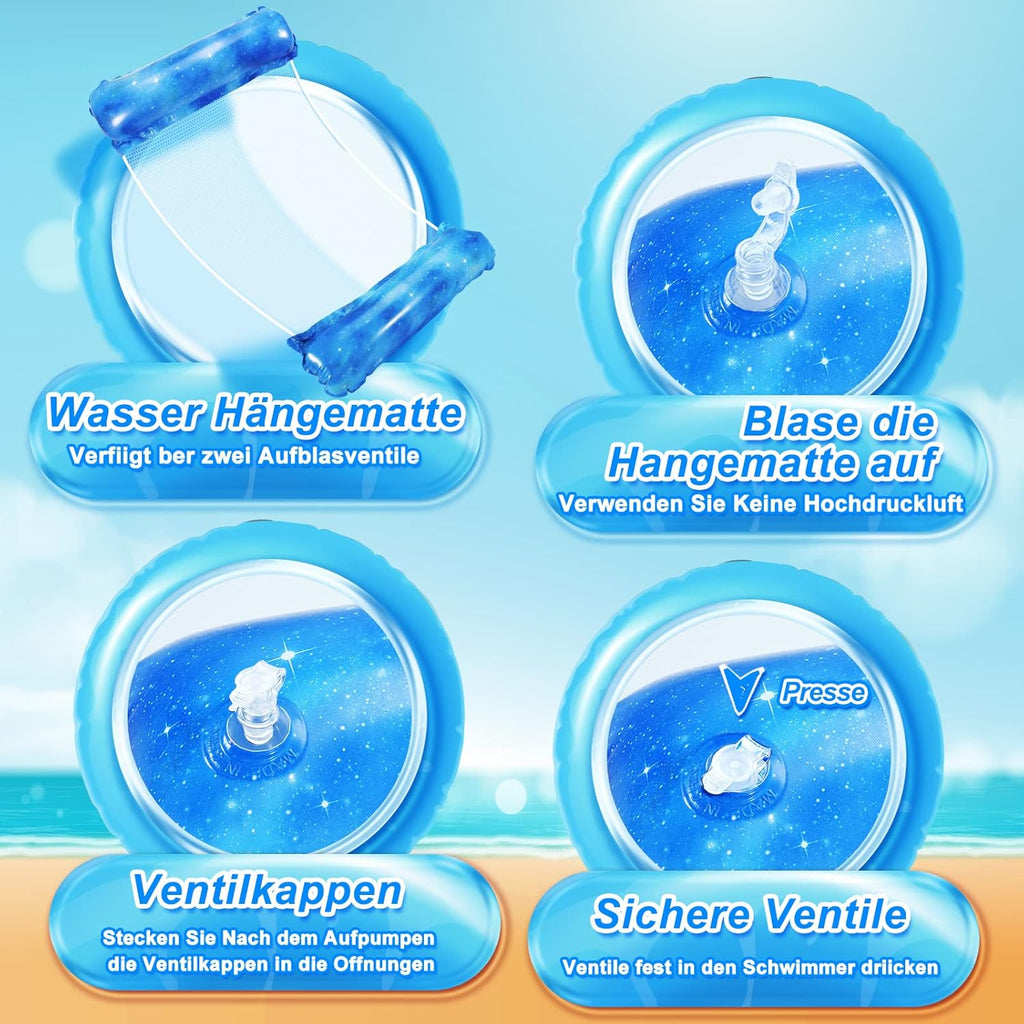 Dusor aufblasbare XL Pool-Luftmatratze Haengematte 2er Set fuer Erwachsene & Kinde