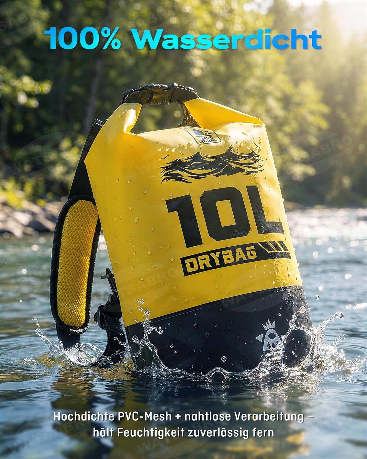 WATSABRO Dry Bag wasserdichte Tasche Rucksack + wasserdichte Handyhuelle