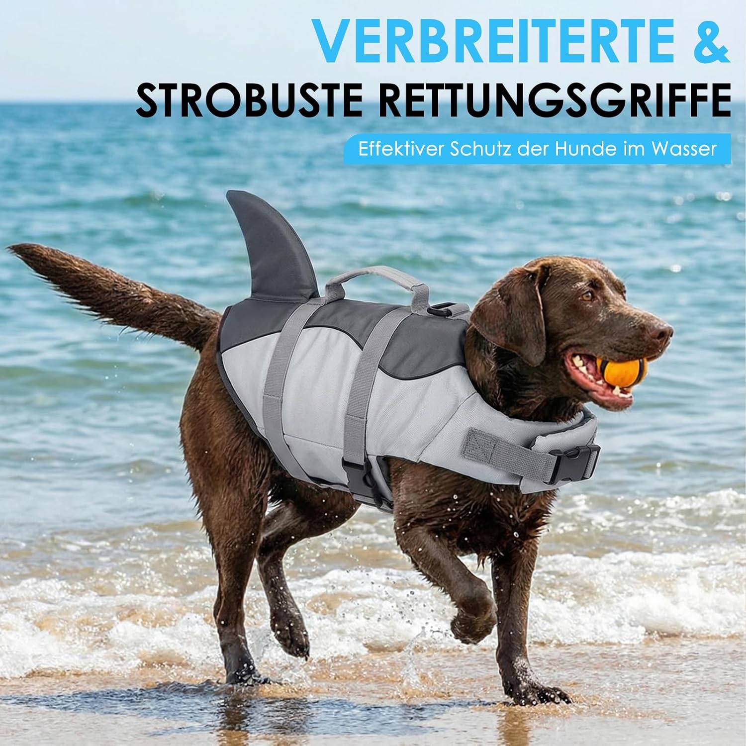 AOFITEE Hundeschwimmweste klein verstellbar mit Griff Ripstop Blau S