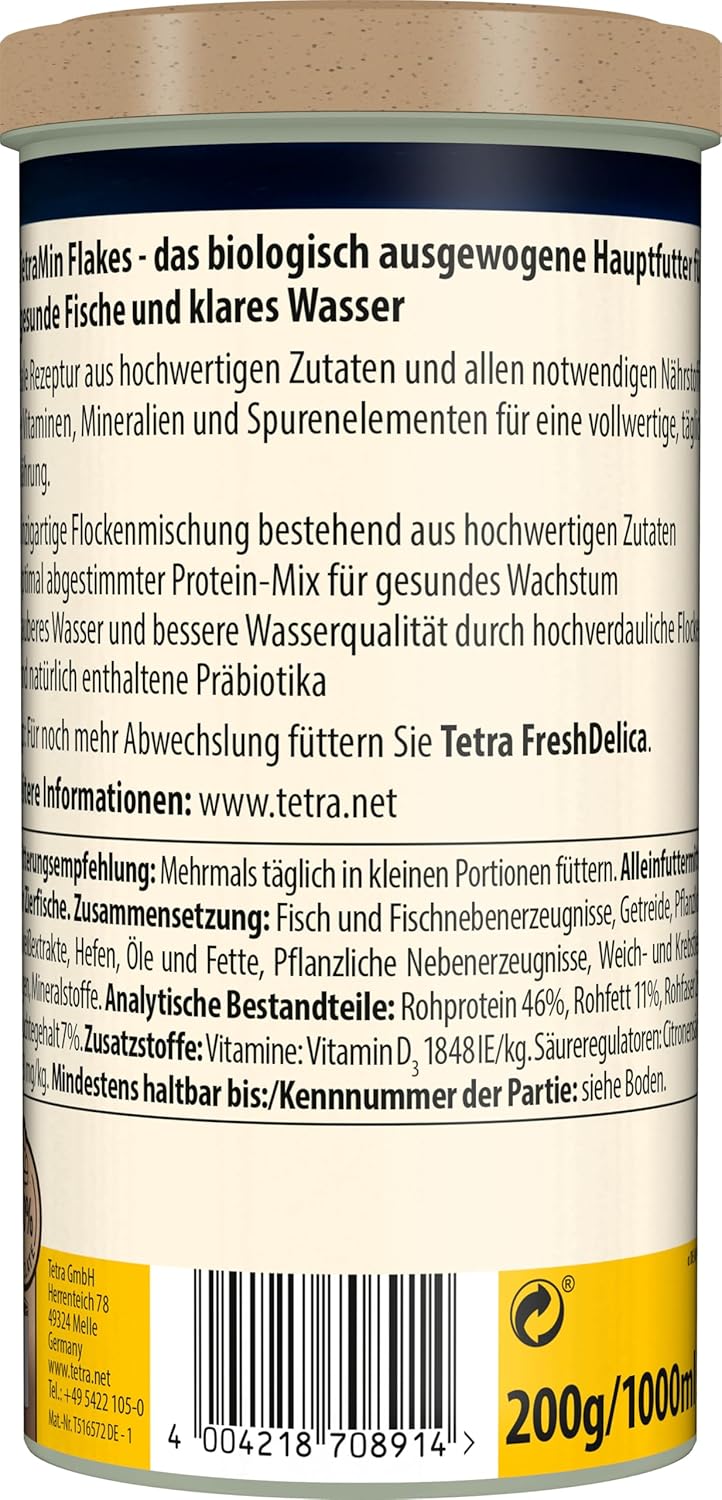 TetraMin Flockenfutter 1 L Dose - Komplettfutter fuer Zierfische