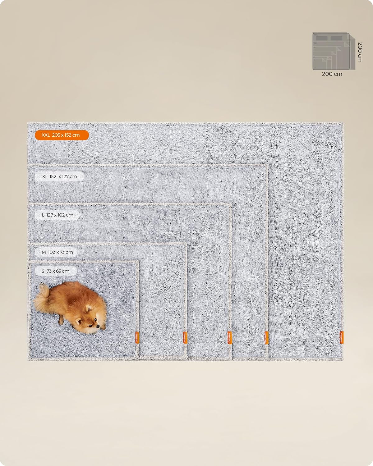 Feandrea Hundedecke Sherpa beidseitig wasserdicht S 73x63 cm Ombré 63cm-203cm