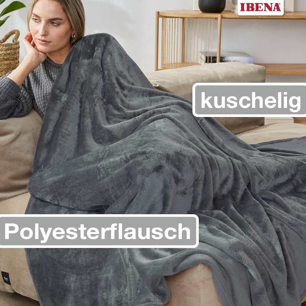 Ibena Kuscheldecke Olbia 130x180 cm beige Fleecedecke 180cm-200cm