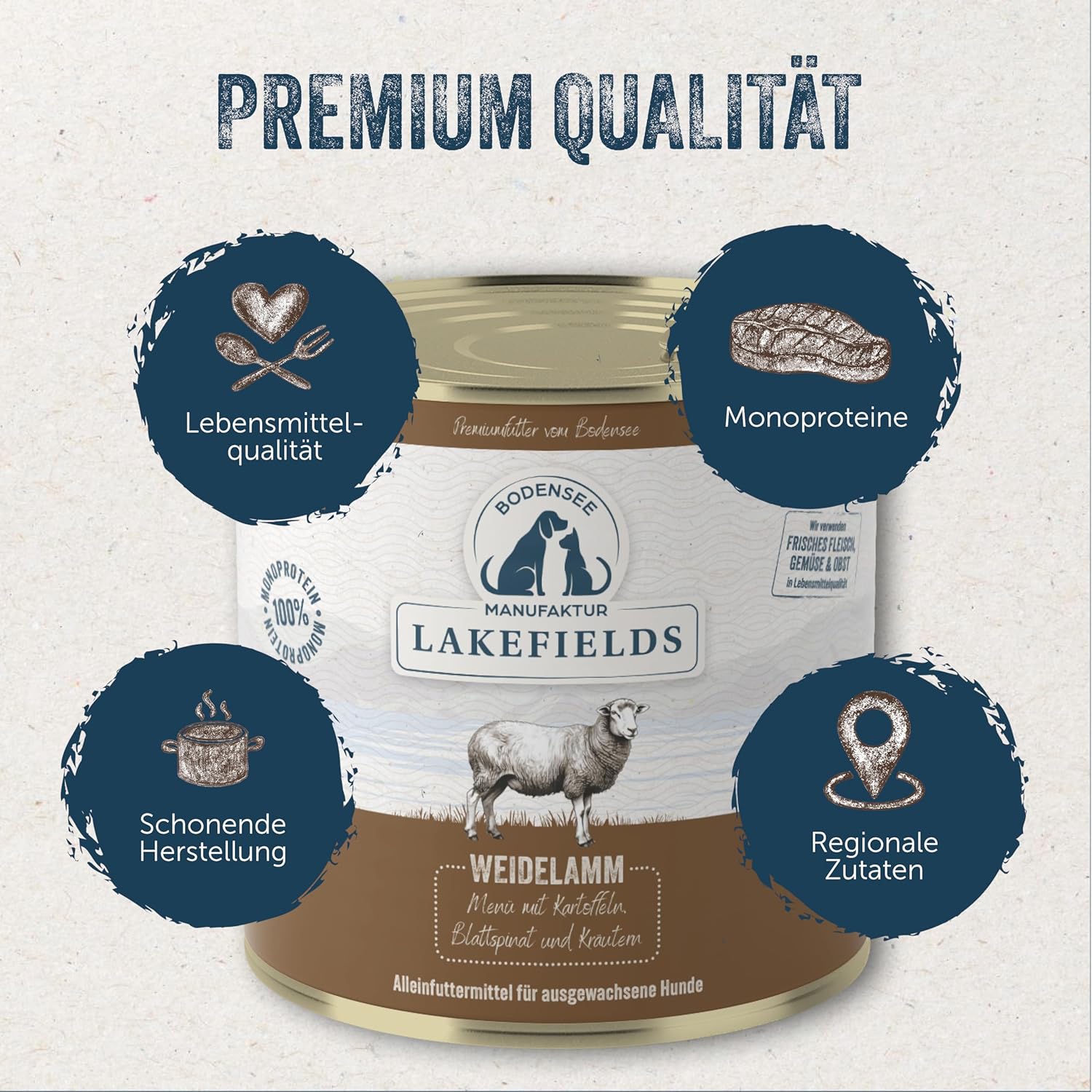 Lakefields Hundefutter nass Lamm 60% 6 x getreidefrei