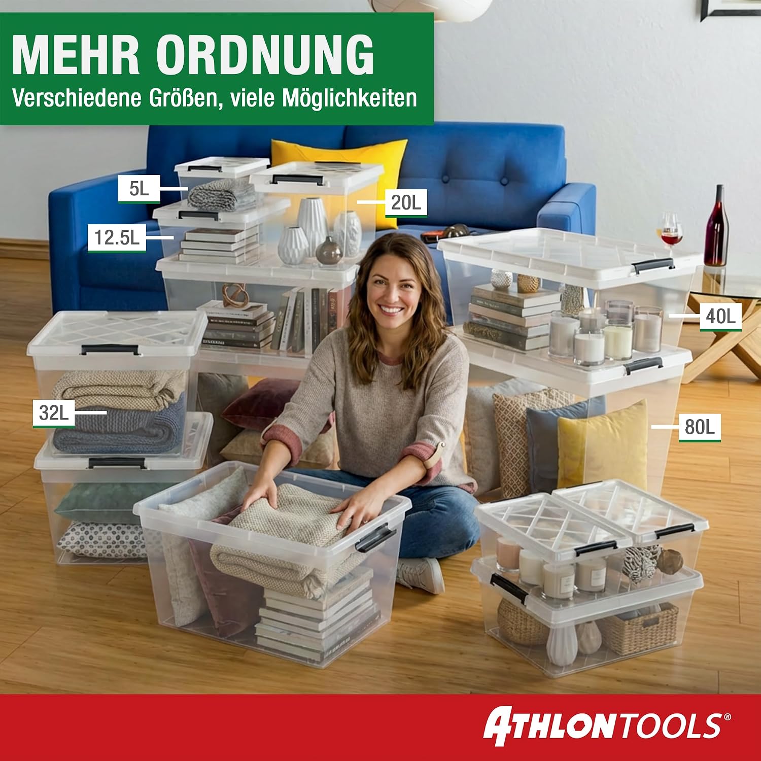 Athlon Tools Aufbewahrungsboxen 4er Set mit Deckel lebensmittelecht -80