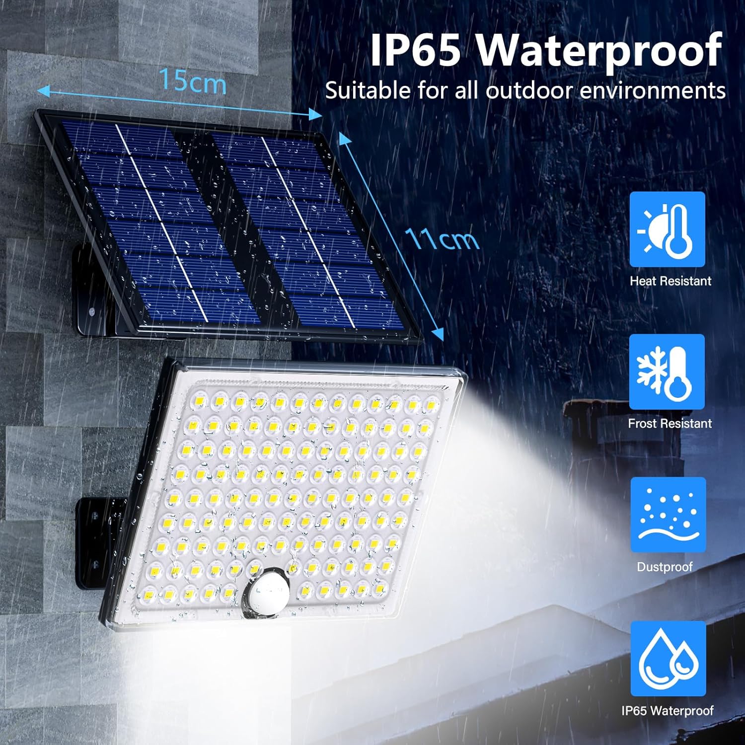 Realky Solar-Aussenlampe mit Bewegungsmelder, IP65, Fernbedienung, 5m Kabel