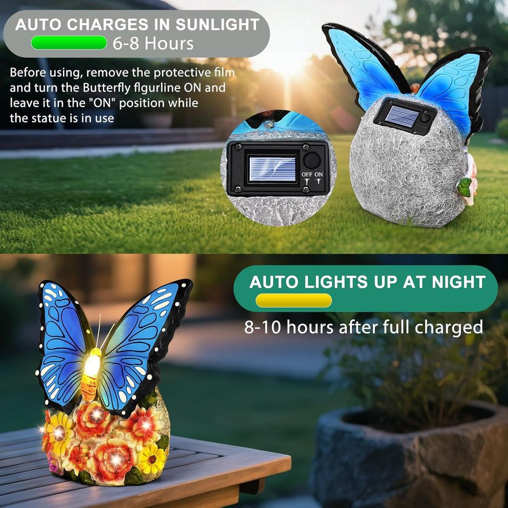 Linkax Solar Gartendekoration Schildkroete mit 7 LED Licht fuer Balkon Garten