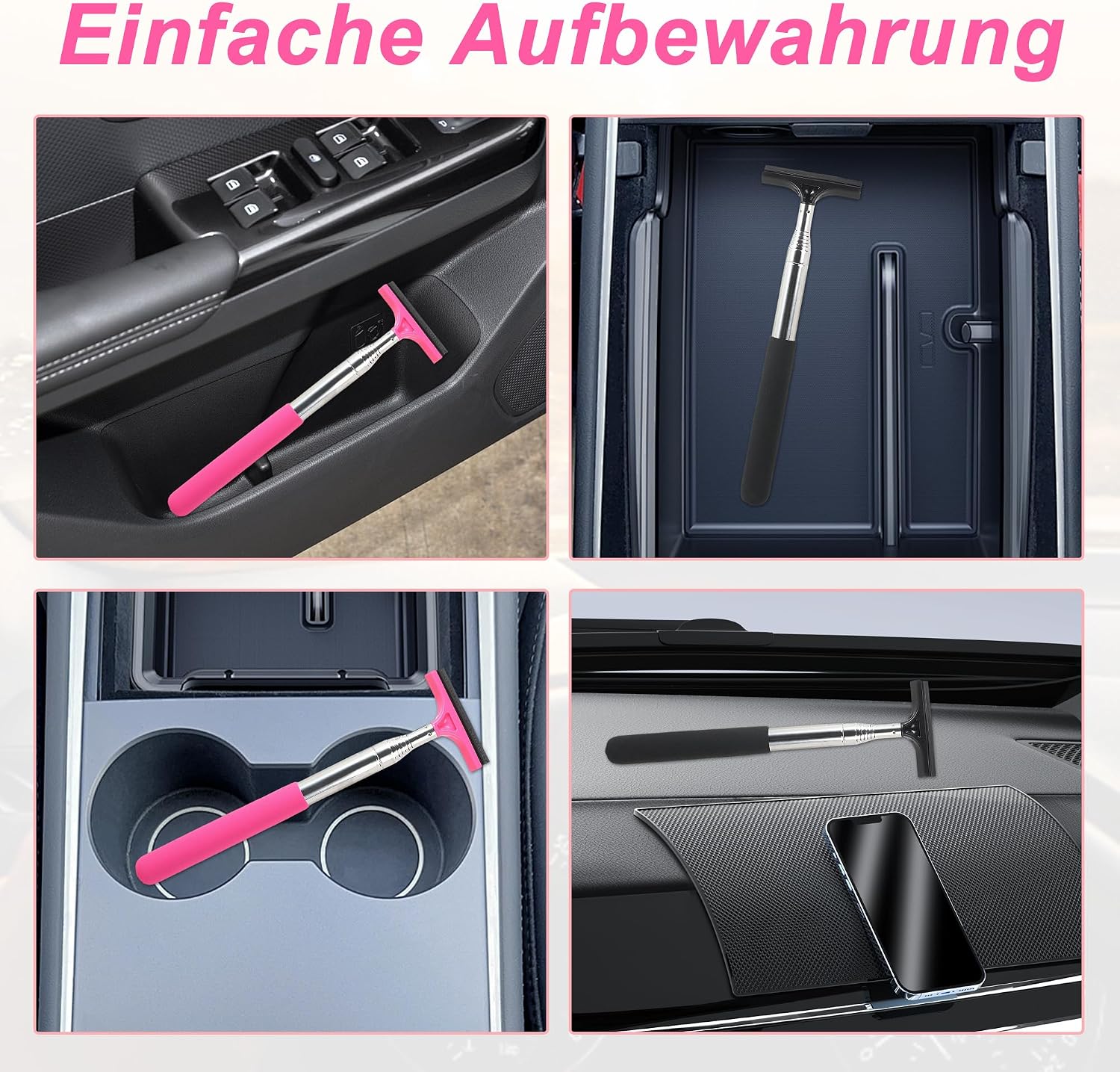 2er Set Teleskop-Fensterabzieher Auto mit Mikrofasertuch Scheibenreiniger