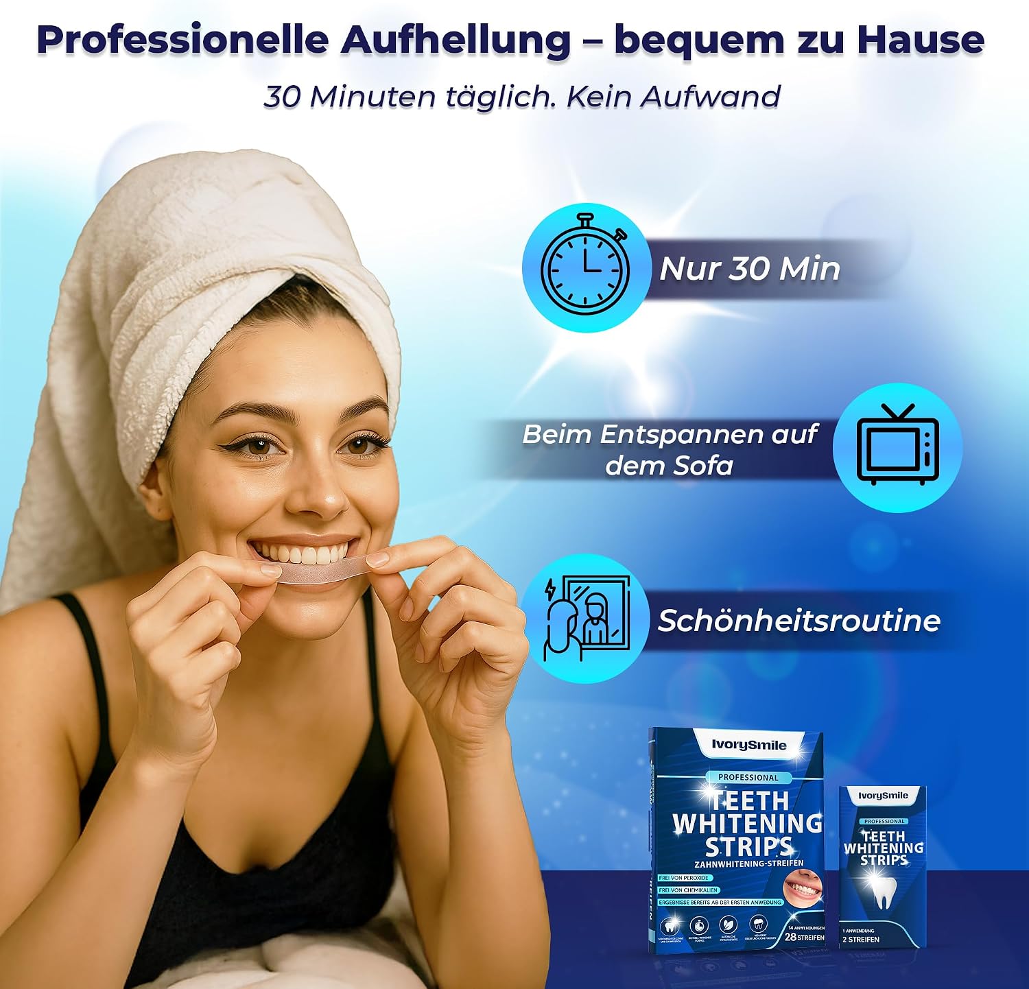 Whitening Strips Zahnaufhellungsstreifen 28 Stueck fuer empfindliche Zaehne