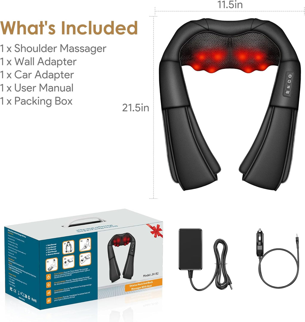 Brelley Shiatsu Nackenmassagegeraet 3D mit Waerme fuer Nacken Ruecken Beine