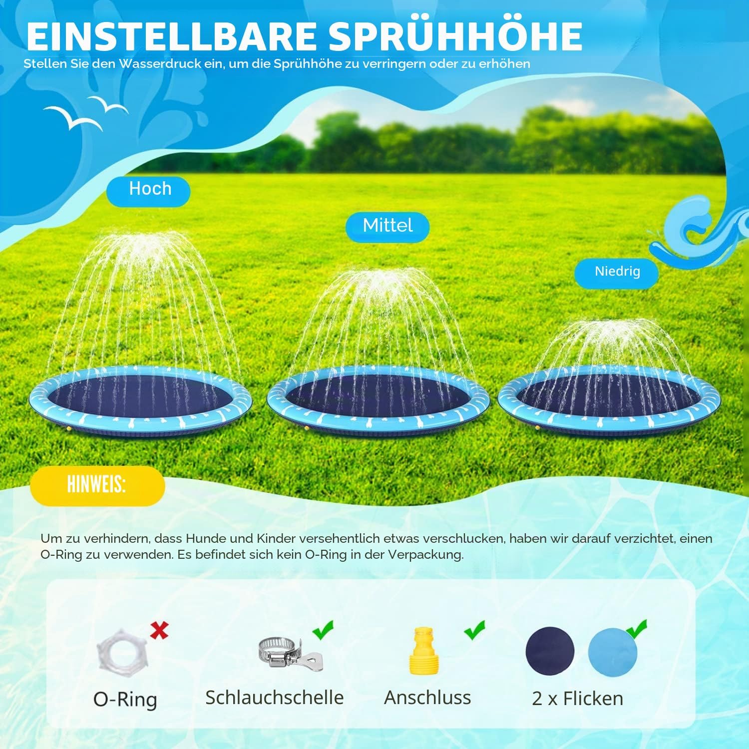 Nobleza Hundepool 100 cm faltbar Schwimmbecken 0,55 mm rutschfest
