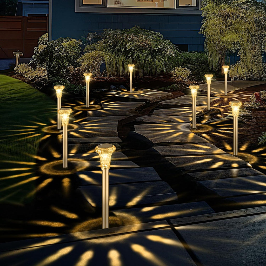6er Set Solarleuchten Garten Edelstahl IP65 Warmweiss LED Aussen Wegleuchten