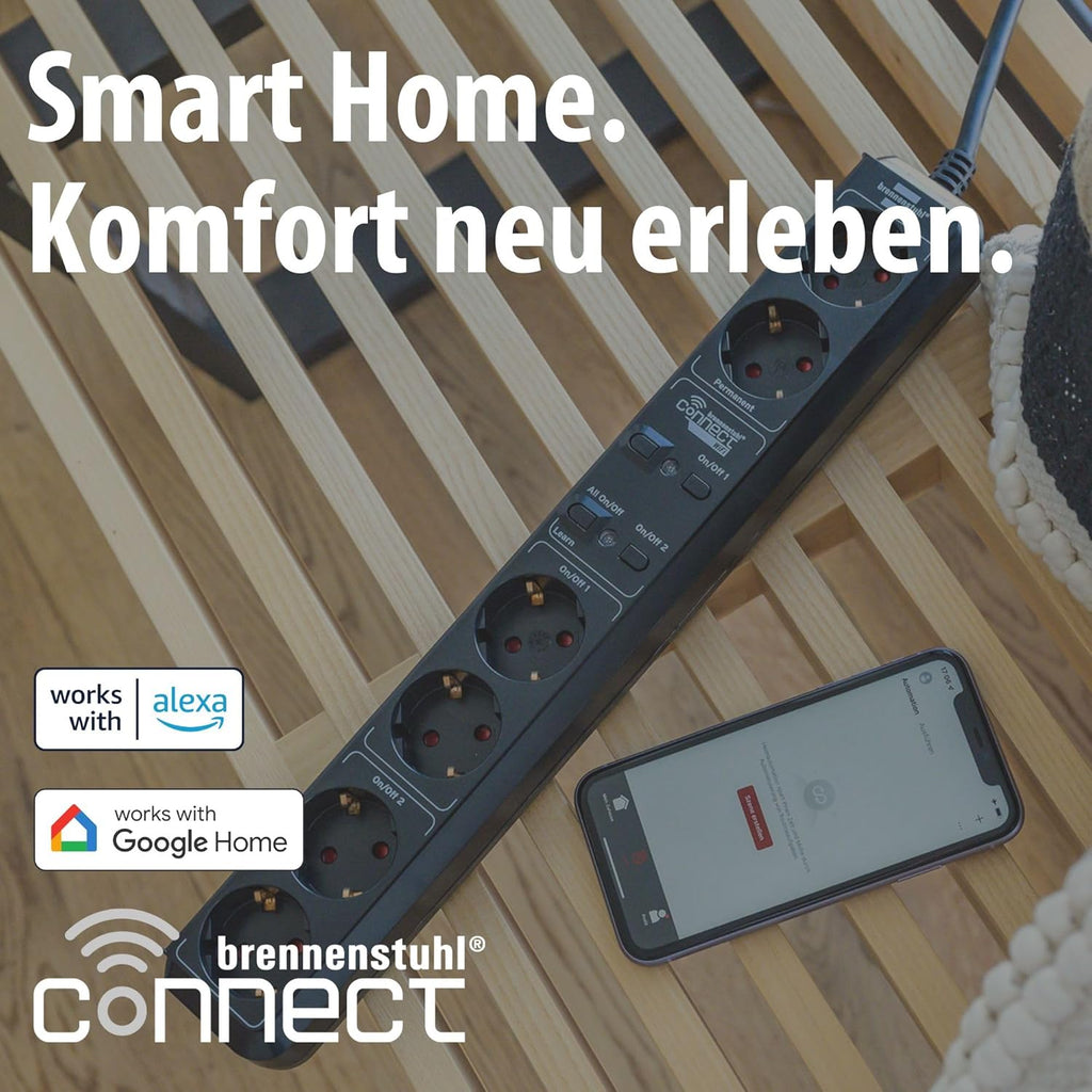 Brennenstuhl Eco-Line Steckdosenleiste 6-fach mit Schalter, 1,5m Kabel