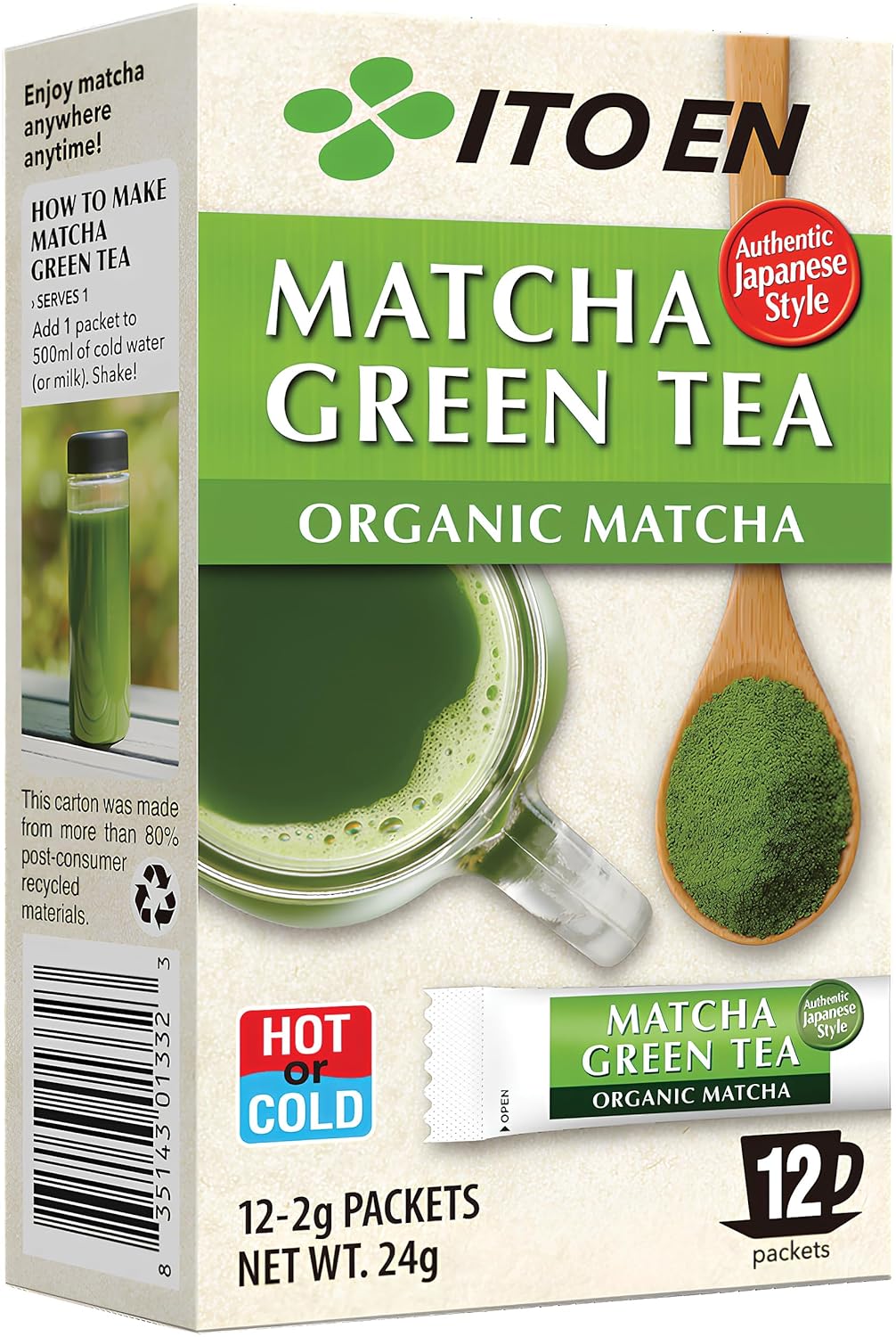 Ito En Bio Matcha Gruentee Sticks 12 Sachets Pulver Tee