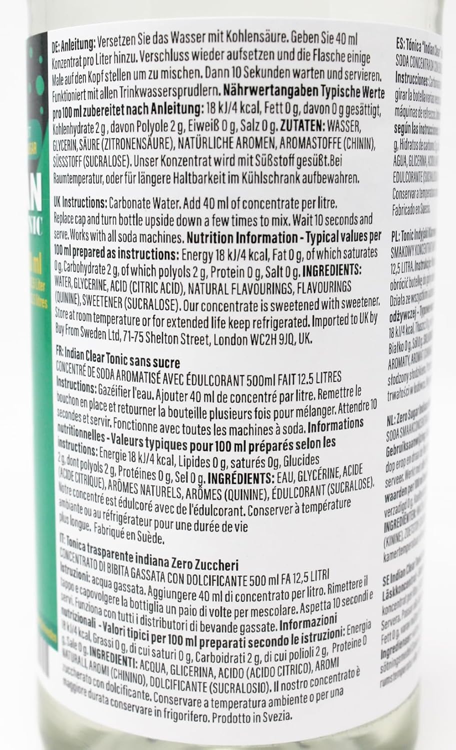 Indian Tonic Sirup Konzentrat zuckerfrei verschiedene Sorten