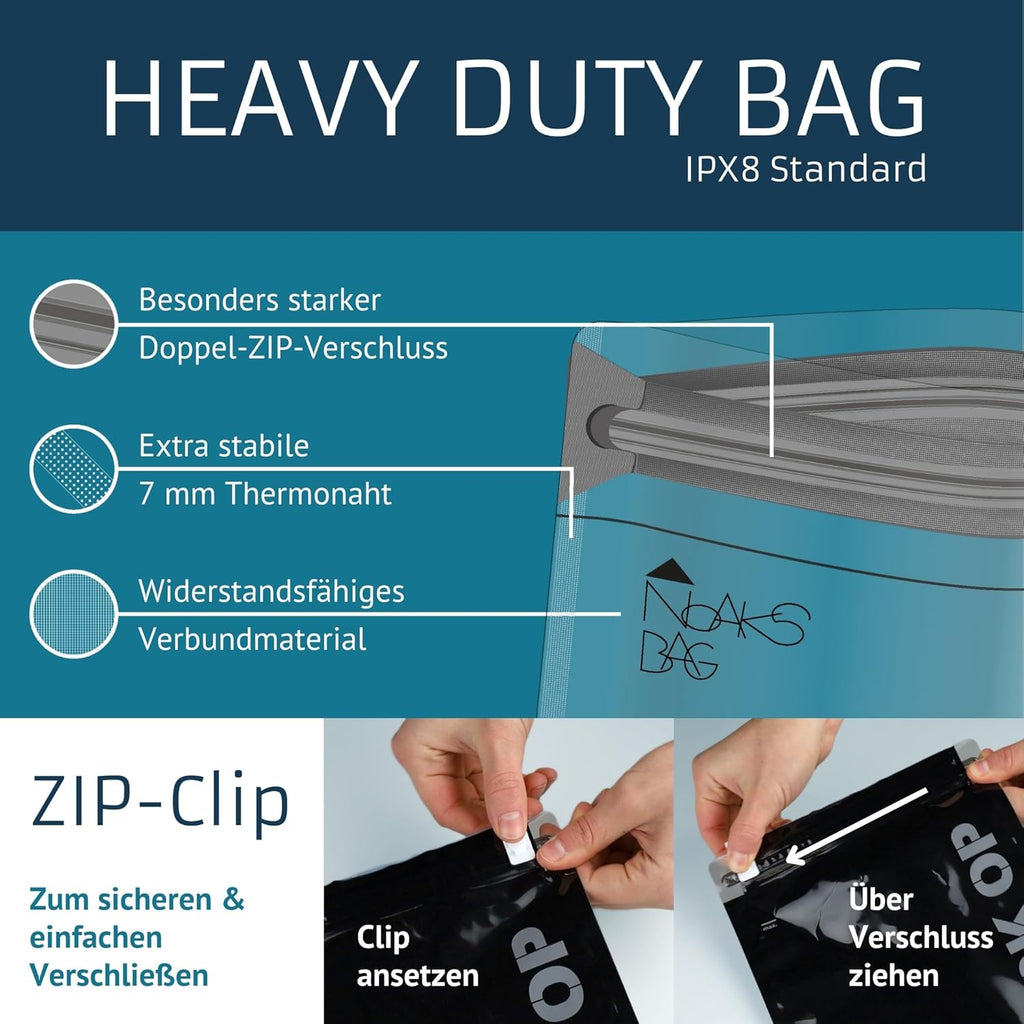 Noaks Bags 5er-Set wasserdichte Beutel IPX8 luft- und geruchsdicht Reise-Organiz