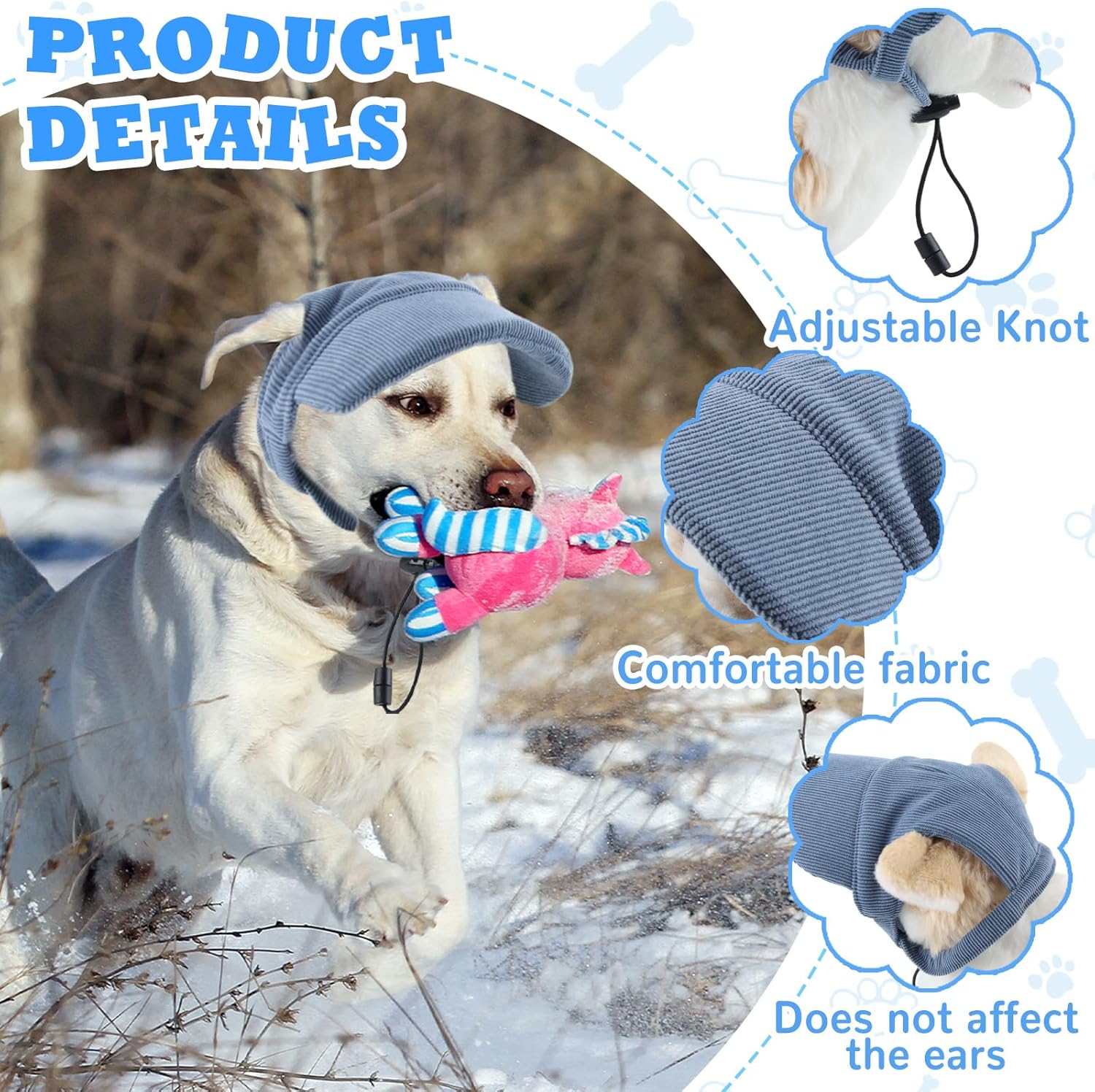 Hundehut verstellbar XS-XL mit Ohrloechern Sonnenschutz Baseballmuetze