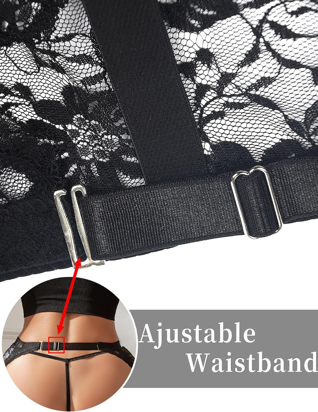 ohyeahlady Damen Strapsguertel Sexy Spitze mit 4 Halter Strumpfhalter Grosse Groesse