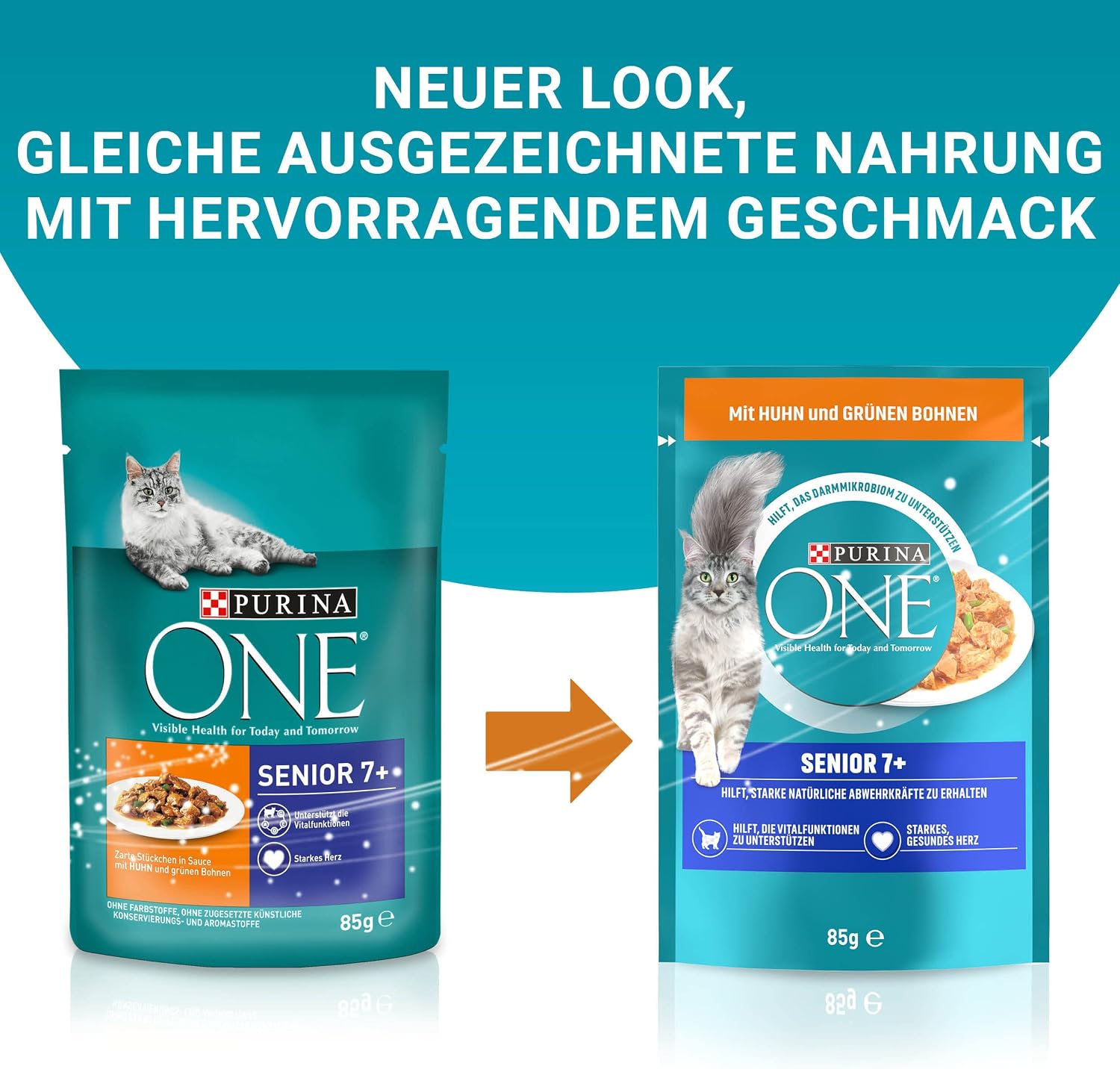 Purina ONE Senior 7+ Katzenfutter nass Huhn 26 x 85g Beutel, 85g