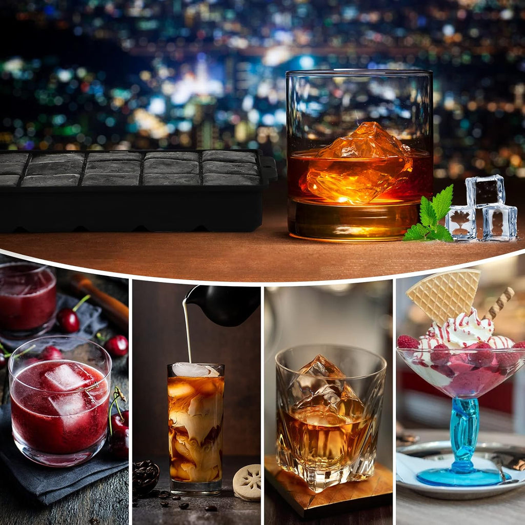 Eiswuerfelform Silikon 2er Set 30 Faecher 3,5 cm grosse Eiswuerfel fuer Whisky Cockta