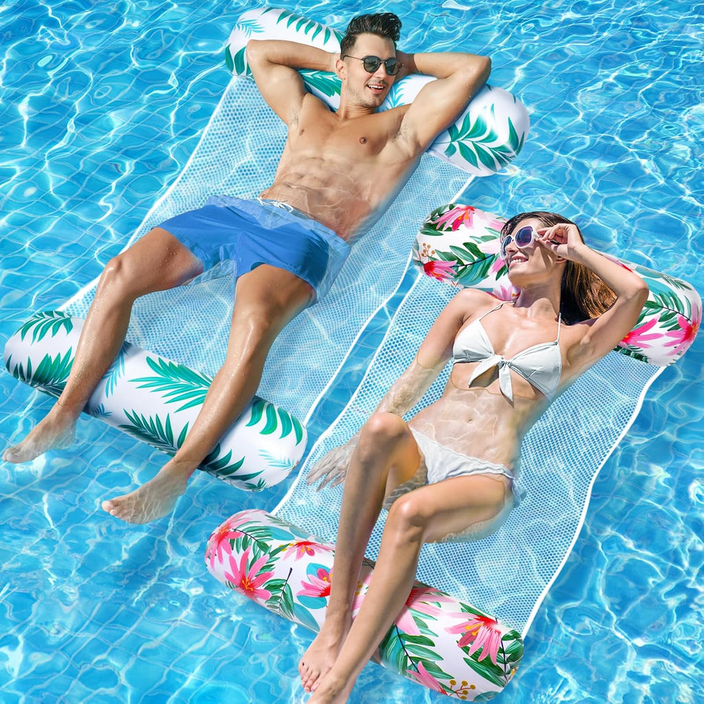 WEARXI Luftmatratze XL 4-in-1 Wasserhaengematte Pool 2er Set Zubehoer