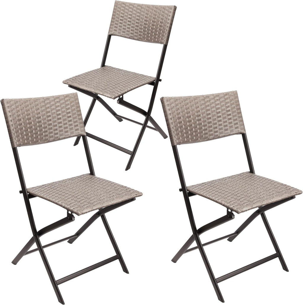 Brubaker Gartenstuhl 2er Set Toskana Klappstuhl Polyrattan Grau-Braun
