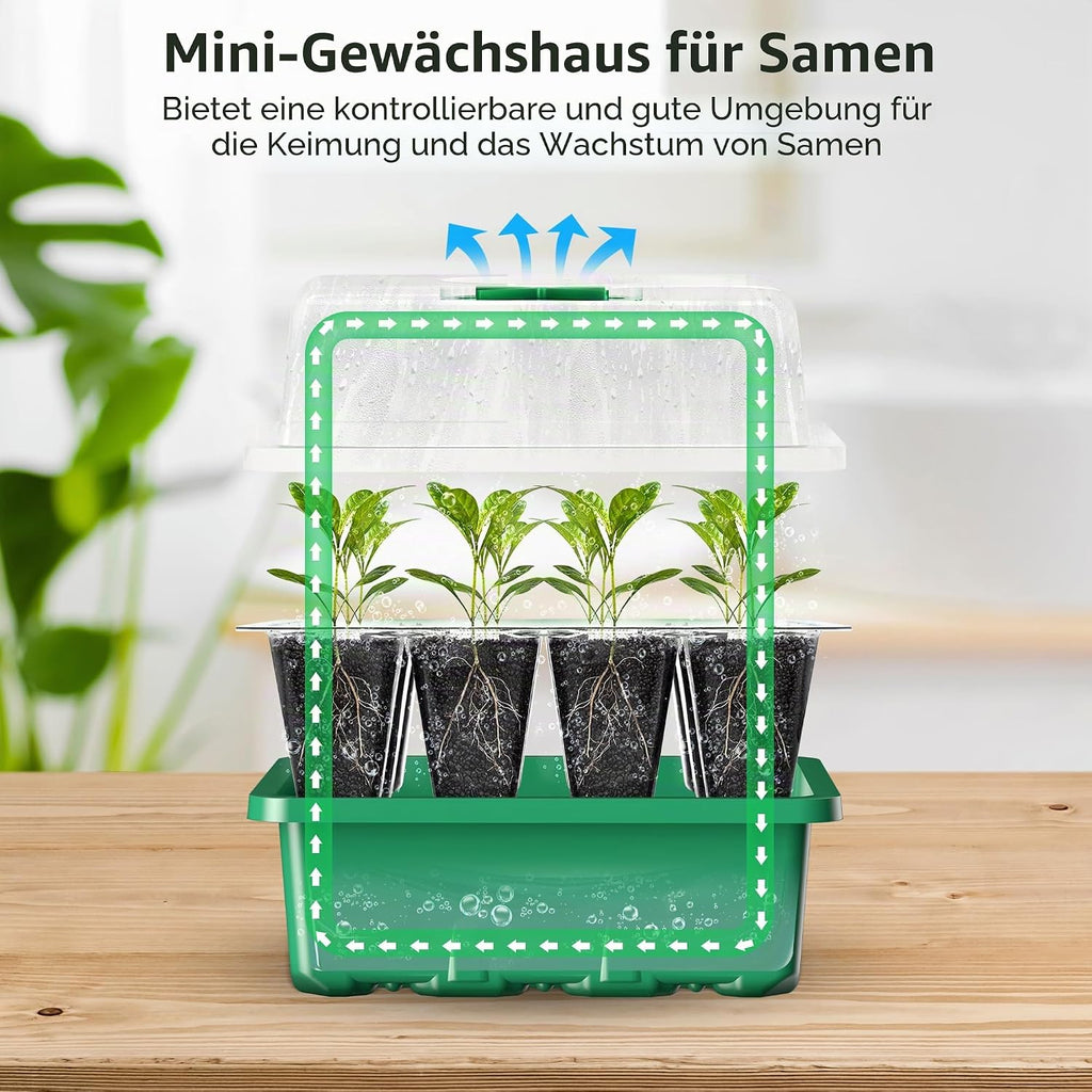 Zimmergewaechshaus 120 Zellen Anzuchtset 10er Set Mini Gewaechshaus Gruen