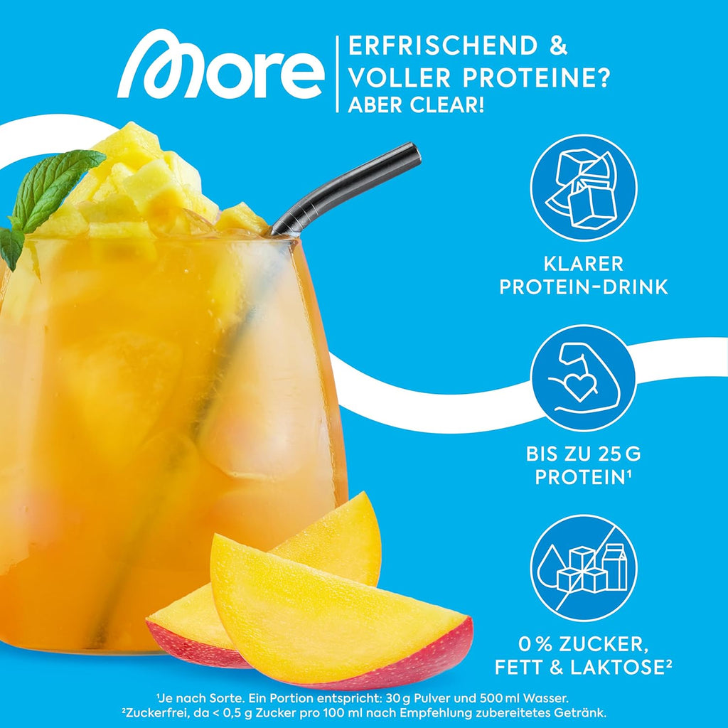 MORE Clear Protein Pfirsich Eistee Protein Drink Whey Isolat versch. Sorte