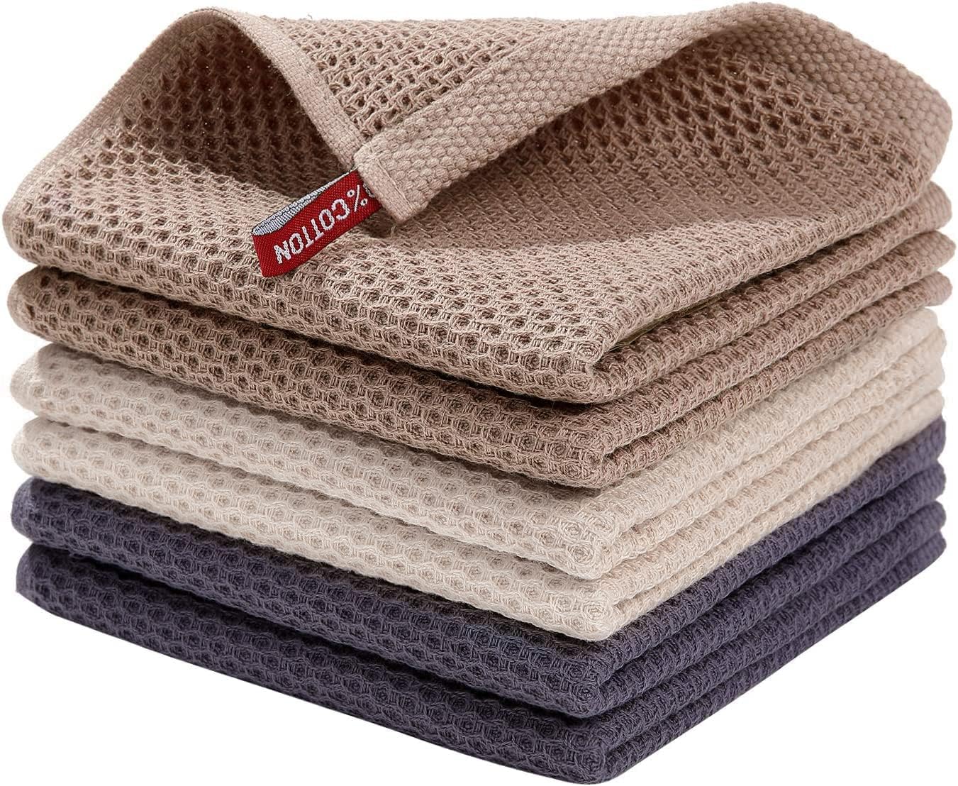 Geschirrtuecher 6er Set 100% Baumwolle 30×30 cm saugfaehig Dunkelgrau 30cm-72cm