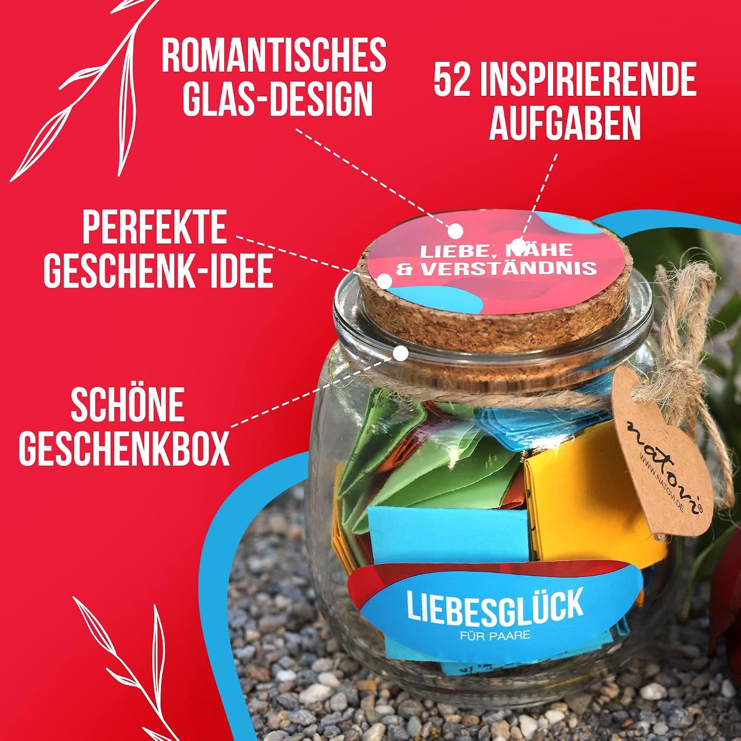Liebesglueck Paerchen Challenge 52 Karten Geschenk fuer Paare Valentinstag