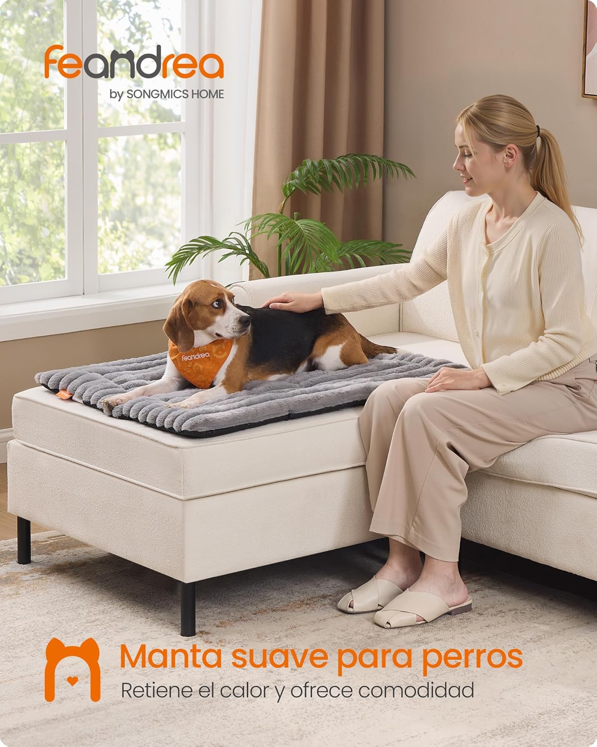Feandrea Hundedecke taubengrau 45cm-75cm waschbar fuer Hunde Katzen S