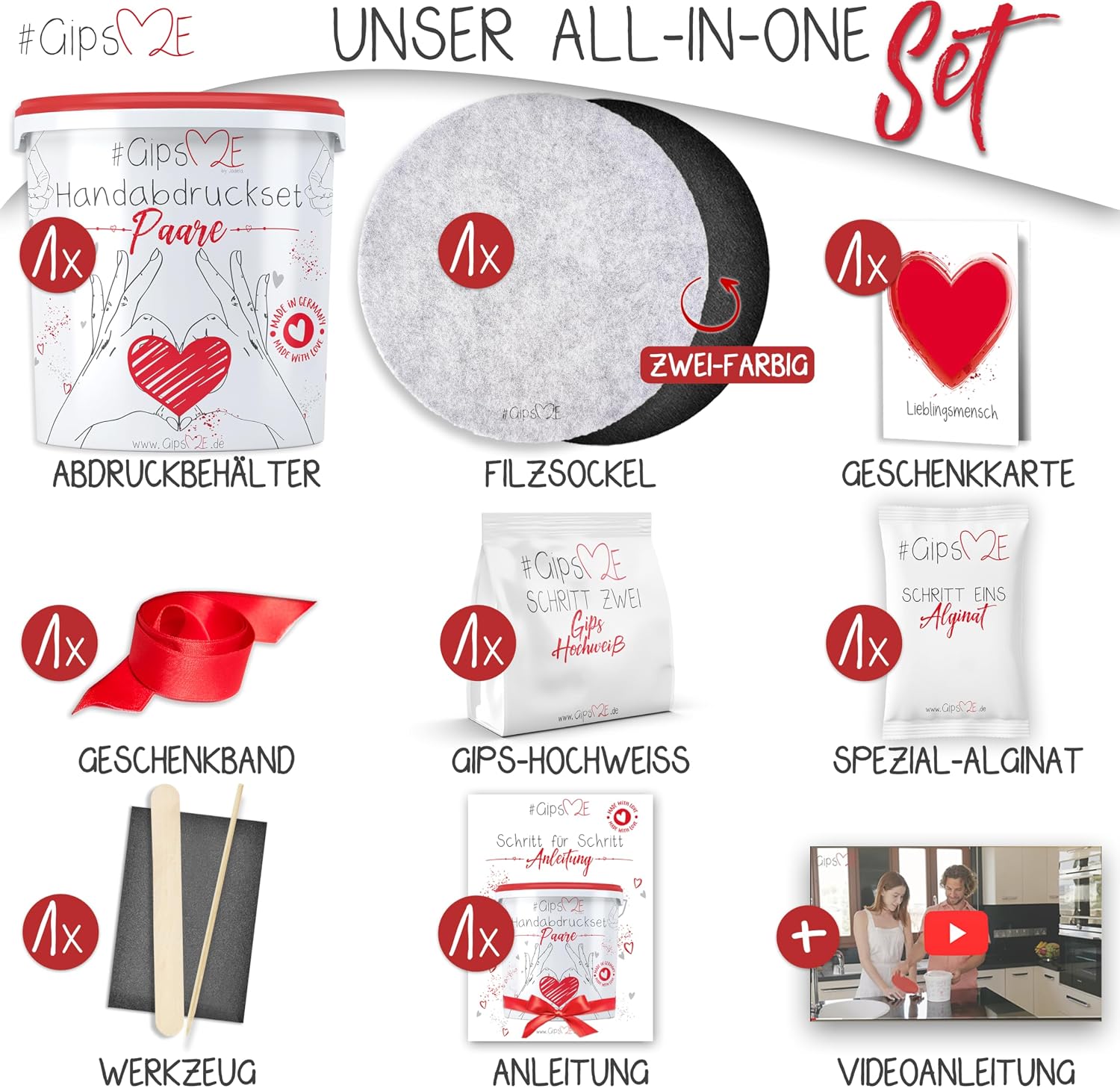 Gipsme Handabdruck Set fuer Paare Geschenk Valentinstag Hochzeitstag