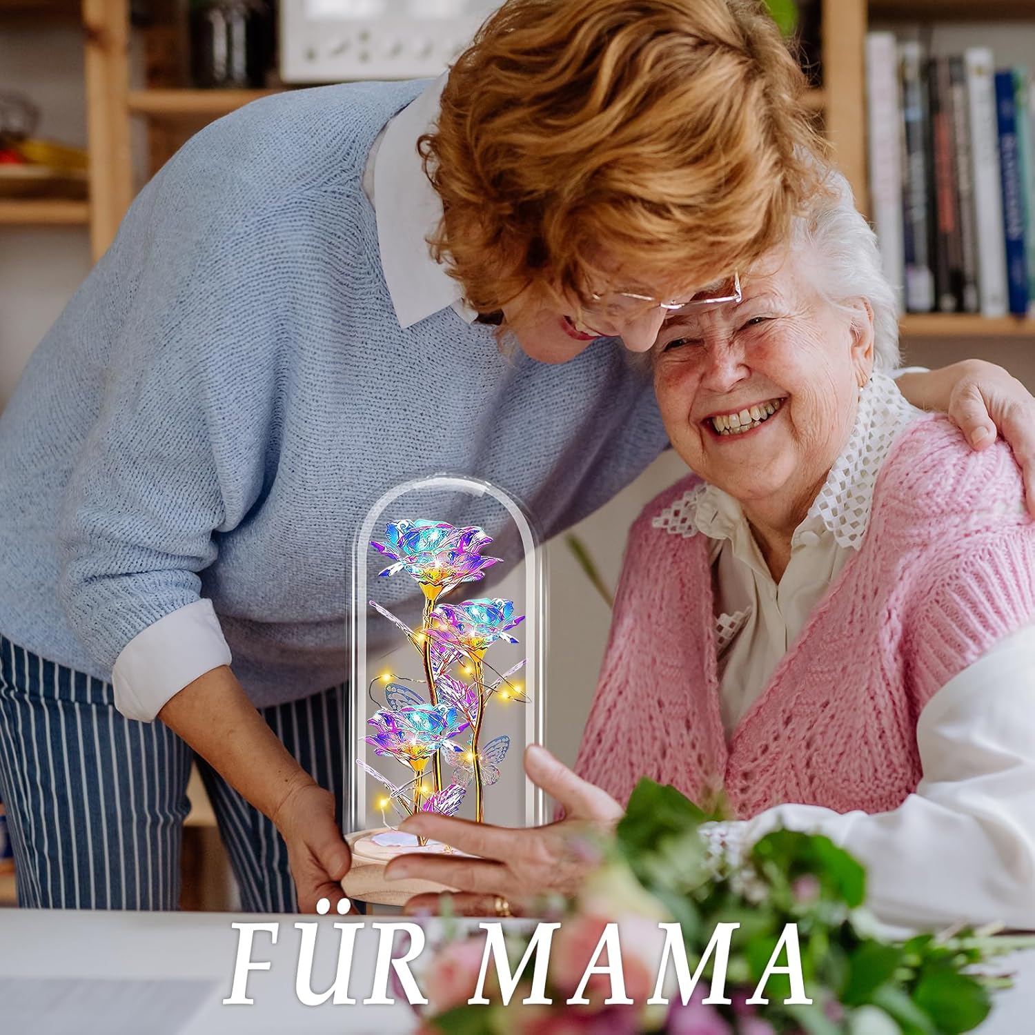 Ewige Rose im Glas Geschenk fuer Frau Freundin Hochzeitstag Dekoration