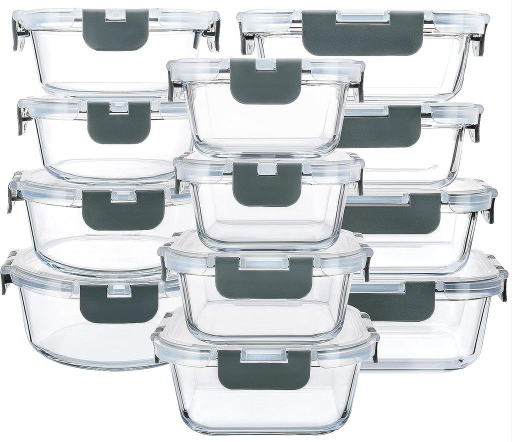 MCIRCO Vorratsdosen Set 24-teilig Glas Lebensmittel Aufbewahrung