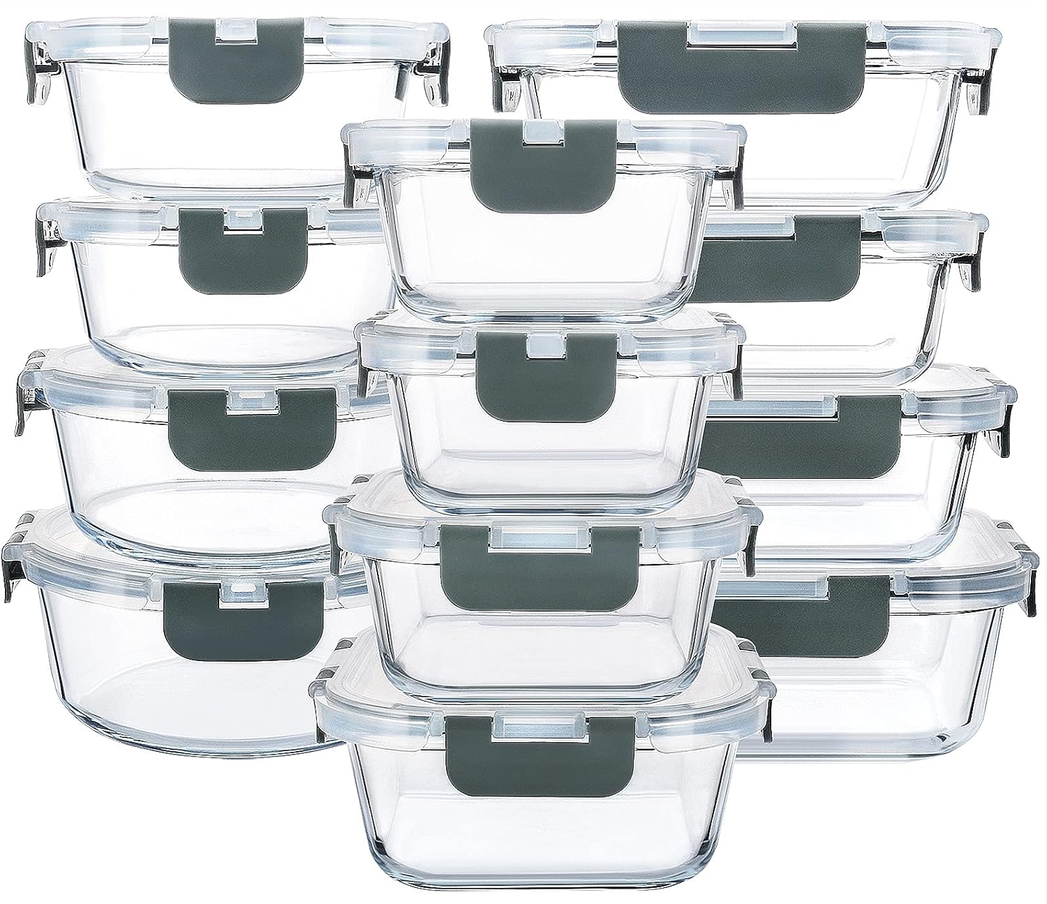 MCIRCO Vorratsdosen Set 24-teilig Glas Lebensmittel Aufbewahrung