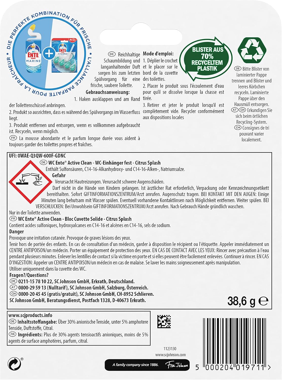 WC Ente Active Clean Duftspueler Einhaenger Citrus Splash