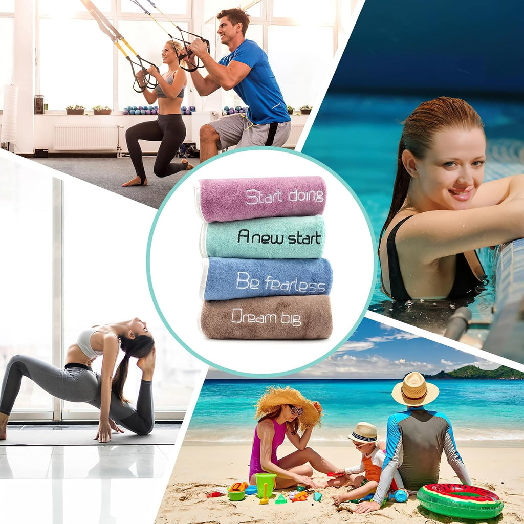 Hopton 4 Stueck Fitness Handtuch, Sporthandtuch Fitnessstudio, Schnelltrocknend G