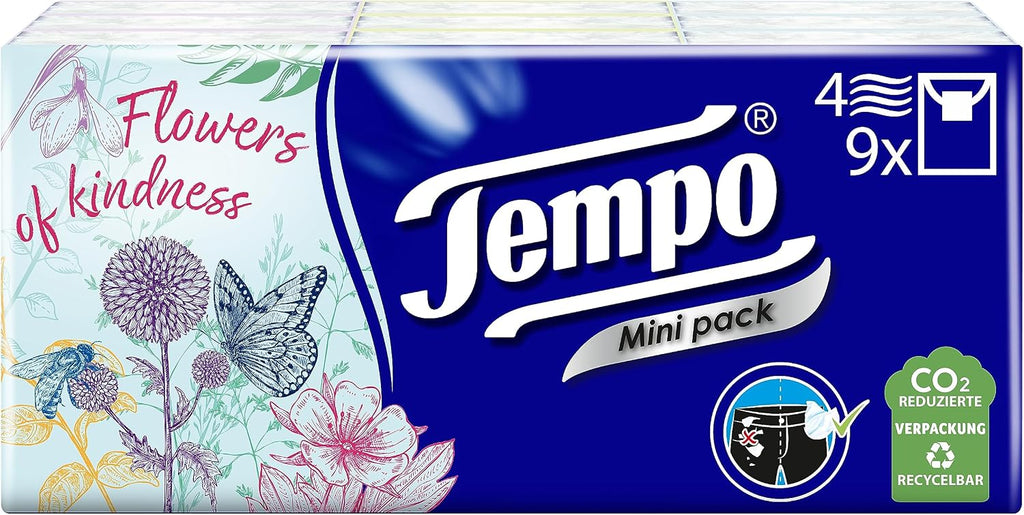 Tempo Taschentuecher Mini Pack 9x5 Stueck 45 Tuecher weich kompakt