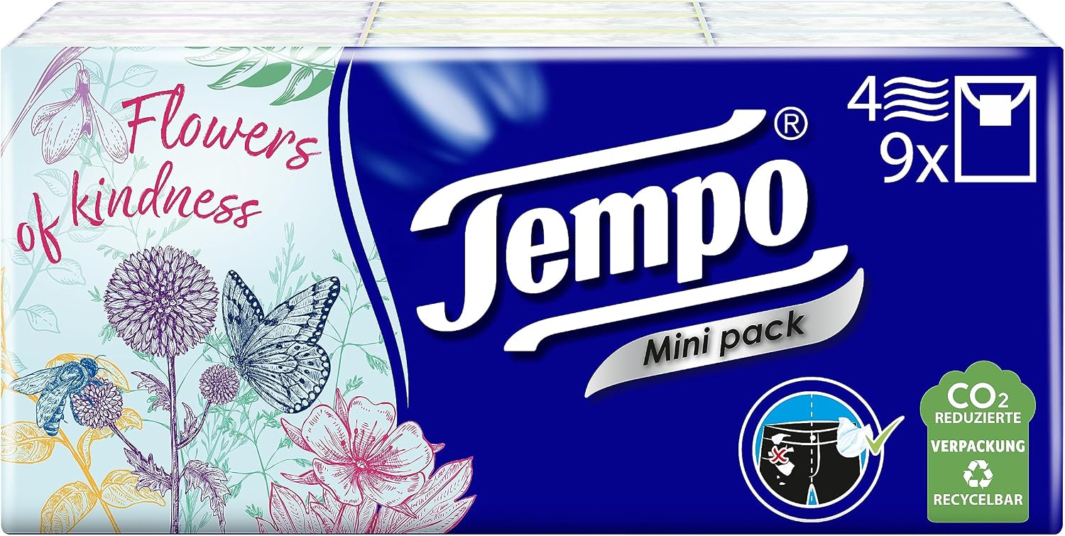 Tempo Taschentuecher Mini Pack 9x5 Stueck 45 Tuecher weich kompakt