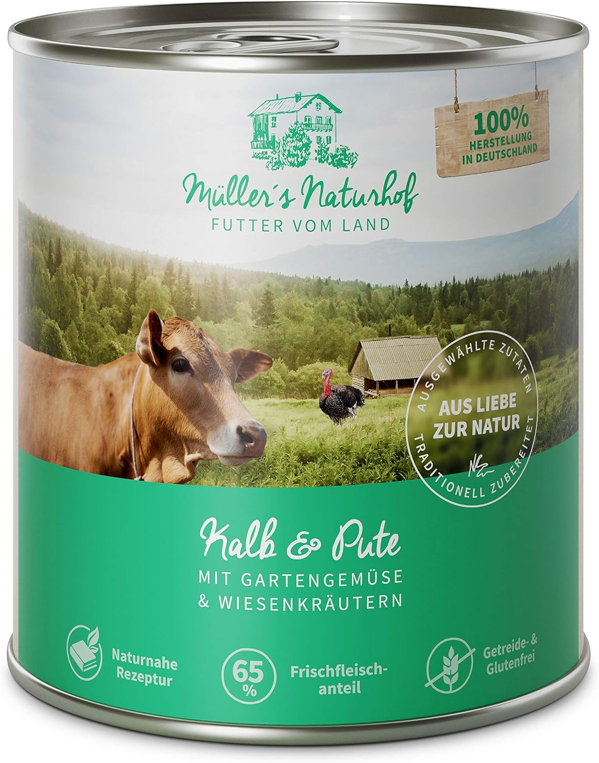 MUeLLER'S NATURHOF Hundefutter Nass Kaninchen 6x400g verschiedene Sort