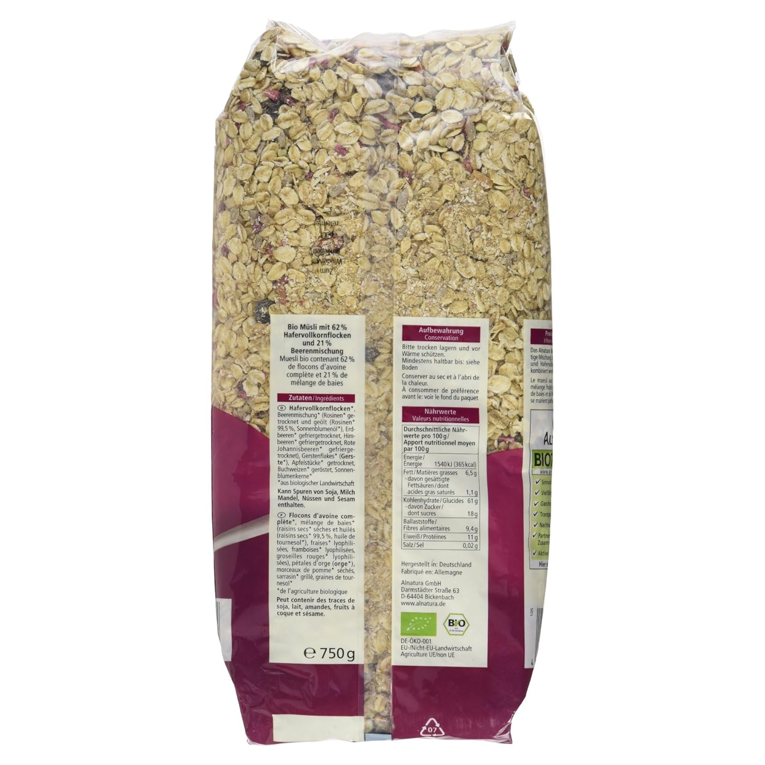 Bio Beerenmuesli Fruehstuecks-Muesli mit Beeren